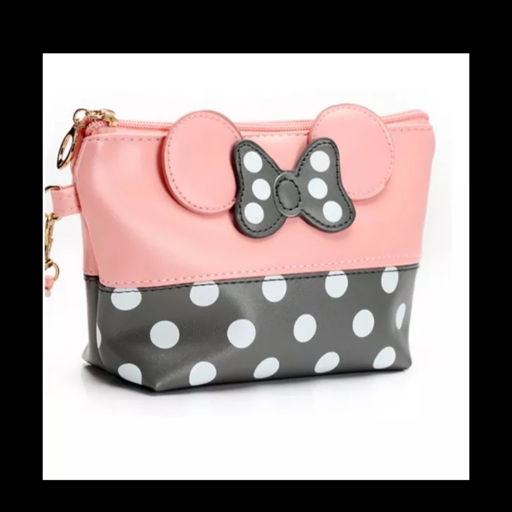 Pink and Grey Minnie Mouse Cosmetic Bag